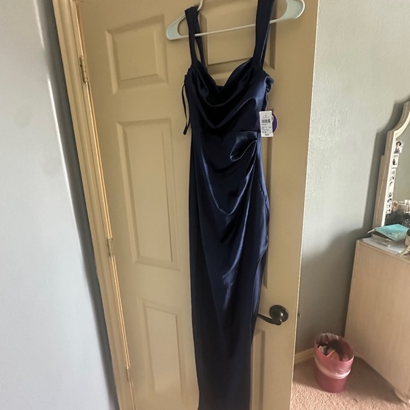 Windsor formal long dress homecoming prom satin blue size small - Picture 5 of 7